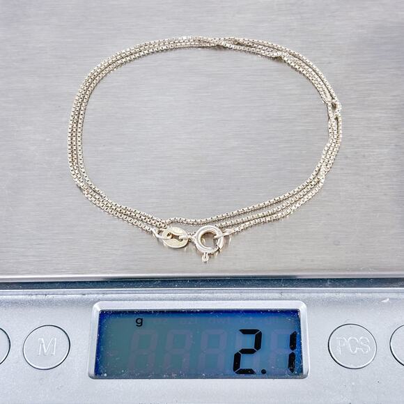 Vintage Italy Sterling Silver 925 Box Chain Necklace 21" - Picture 3 of 3